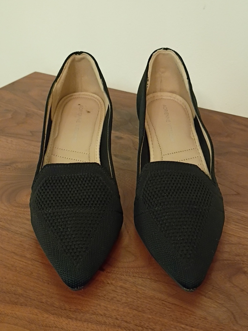 Adrienne Vittadini Black Pointed Knit Kitten Heels